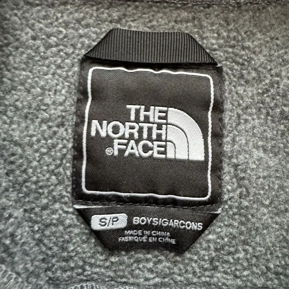 The North Face Denali Fleece Jacket Boys Size S 8-10 Gray Black